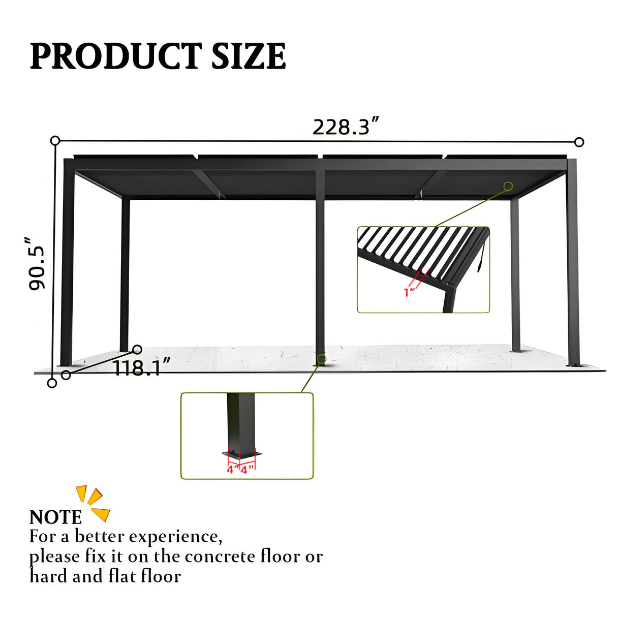 SukeOutdoor Aluminum Louvered Pergola